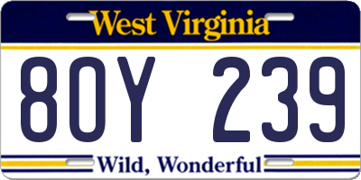 WV license plate 8OY239