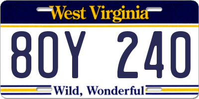 WV license plate 8OY240