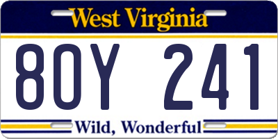 WV license plate 8OY241