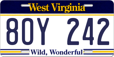 WV license plate 8OY242
