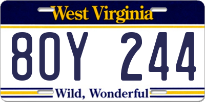 WV license plate 8OY244