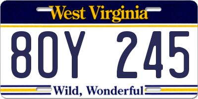 WV license plate 8OY245
