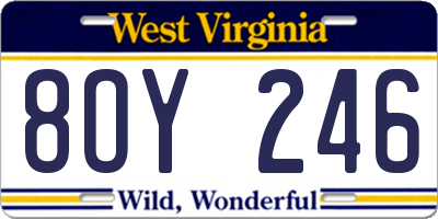 WV license plate 8OY246