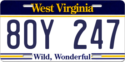 WV license plate 8OY247