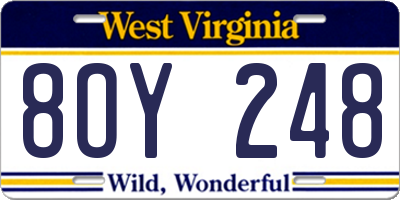 WV license plate 8OY248