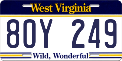 WV license plate 8OY249