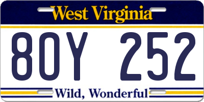 WV license plate 8OY252