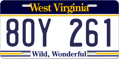 WV license plate 8OY261