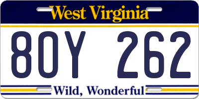 WV license plate 8OY262