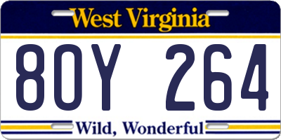 WV license plate 8OY264