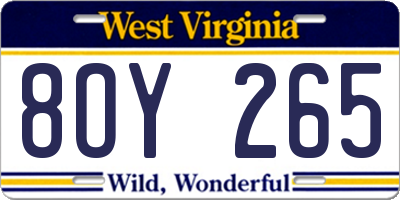 WV license plate 8OY265
