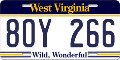 WV license plate 8OY266