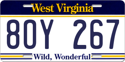 WV license plate 8OY267
