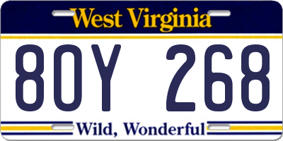WV license plate 8OY268