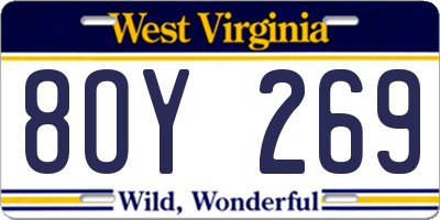 WV license plate 8OY269