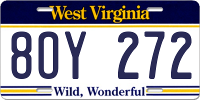 WV license plate 8OY272