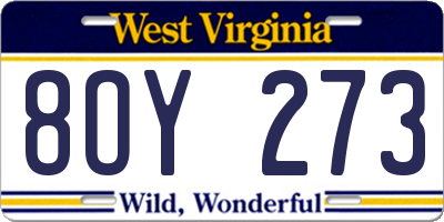 WV license plate 8OY273