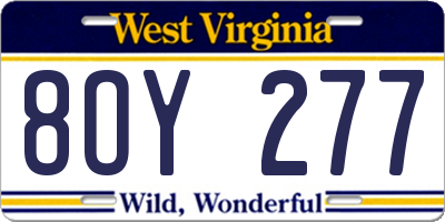 WV license plate 8OY277