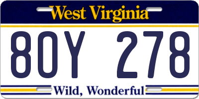 WV license plate 8OY278