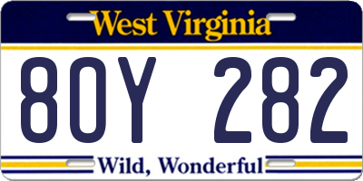 WV license plate 8OY282