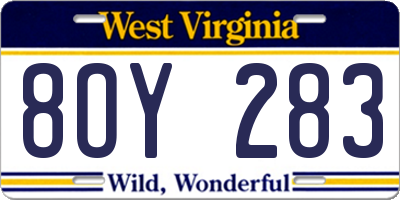 WV license plate 8OY283