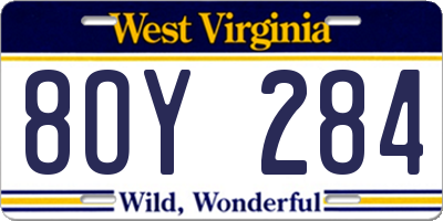 WV license plate 8OY284