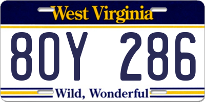 WV license plate 8OY286