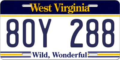 WV license plate 8OY288
