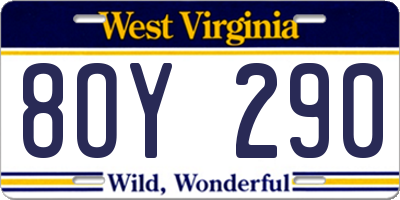 WV license plate 8OY290