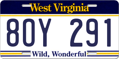 WV license plate 8OY291