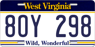 WV license plate 8OY298