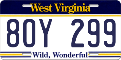 WV license plate 8OY299