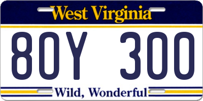 WV license plate 8OY300