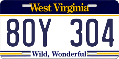 WV license plate 8OY304