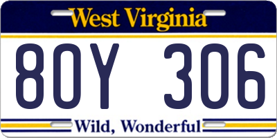 WV license plate 8OY306