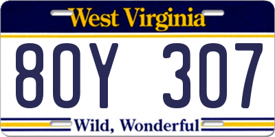 WV license plate 8OY307
