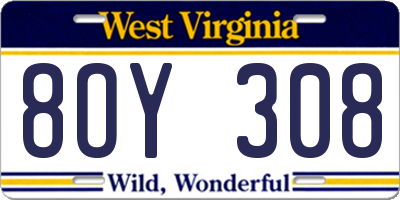 WV license plate 8OY308