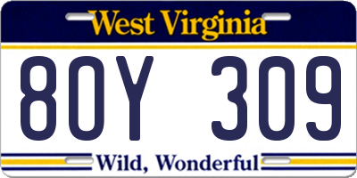 WV license plate 8OY309
