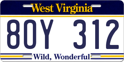 WV license plate 8OY312