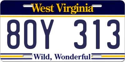WV license plate 8OY313