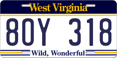 WV license plate 8OY318