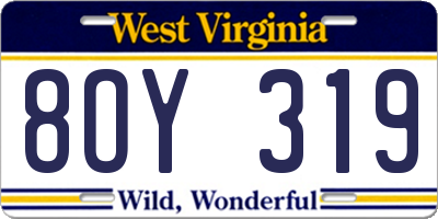 WV license plate 8OY319