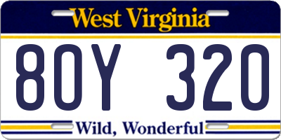 WV license plate 8OY320