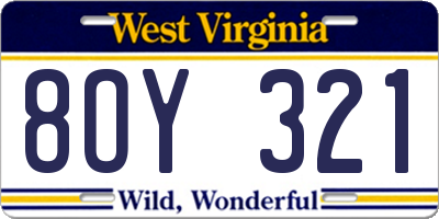 WV license plate 8OY321