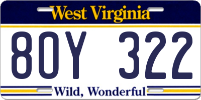 WV license plate 8OY322