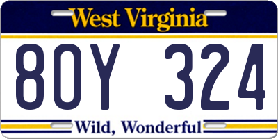 WV license plate 8OY324