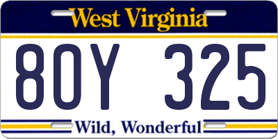 WV license plate 8OY325