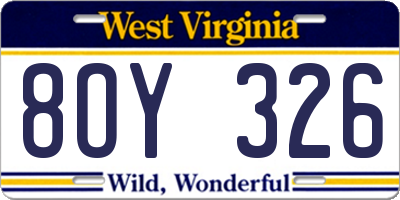 WV license plate 8OY326