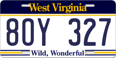 WV license plate 8OY327