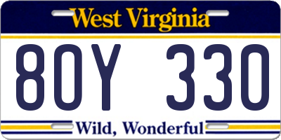 WV license plate 8OY330